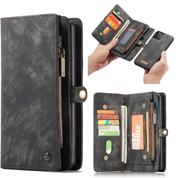 Black Zipper & Detachable Pouch Wallet Flip Wallet Case Cover for Sale