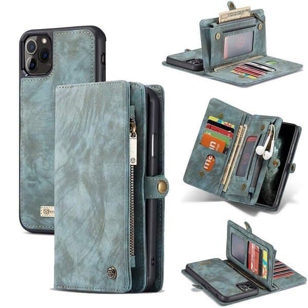 Sky Blue Zipper & Detachable Pouch Wallet Flip Wallet Case Cover