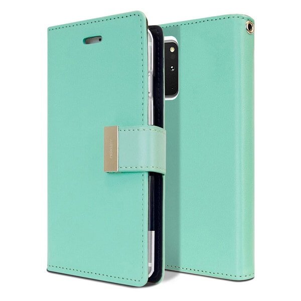 Goospery Galaxy S20 Plus Rich Diary Aqua Wallet Case
