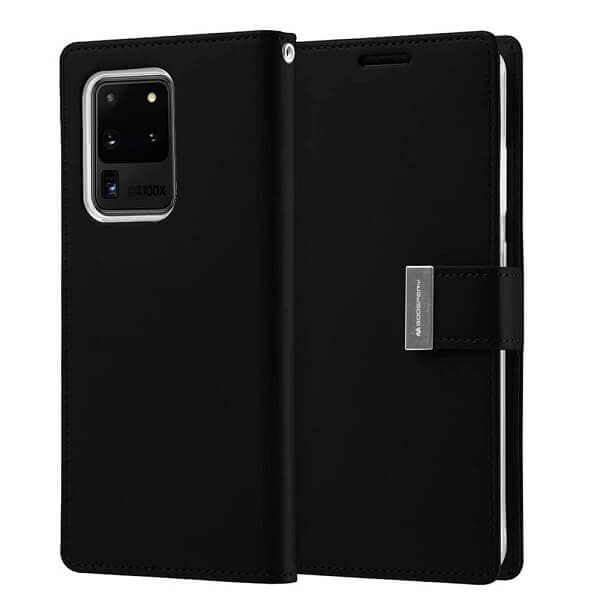 Goospery Galaxy S20 Ultra Rich Diary Black Wallet Case