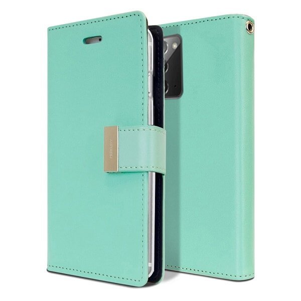 Goospery Galaxy Note 20 Rich Diary Aqua Wallet Case