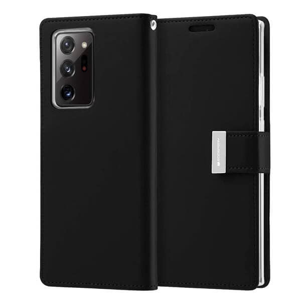 Goospery Galaxy Note 20 Ultra Rich Diary Black Wallet Case