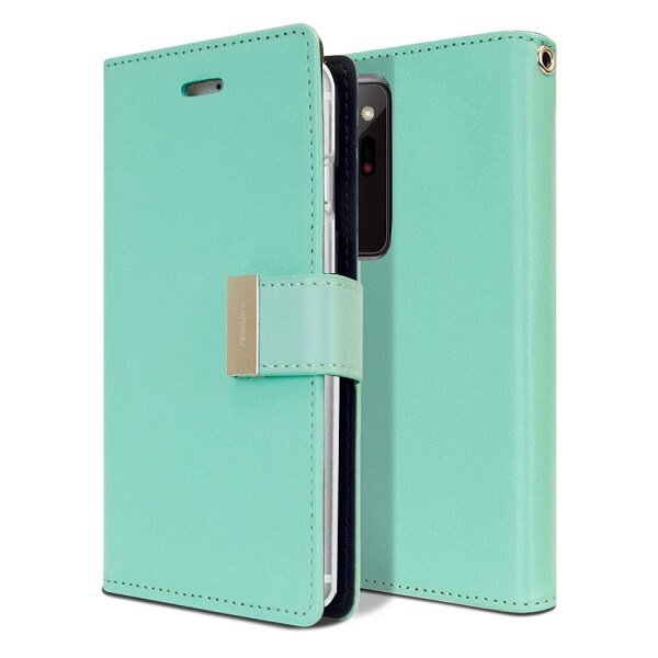 Goospery Galaxy Note 20 Ultra Rich Diary Aqua Wallet Case