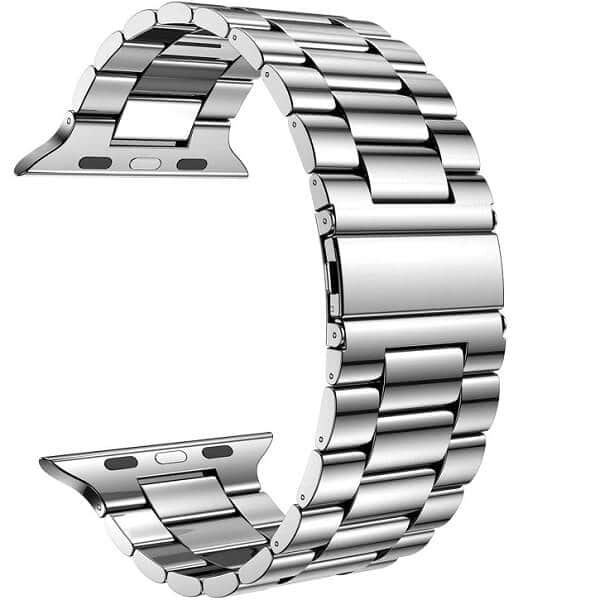 Apple Watch Series 7 /SE /6 /5 /4 /3 /2 /1 Replacement Wrist Band 38mm 40mm 41mm 42mm 44mm 45mm Stainless Steel Metal iWatch Wristband Loop Strap (Silver)