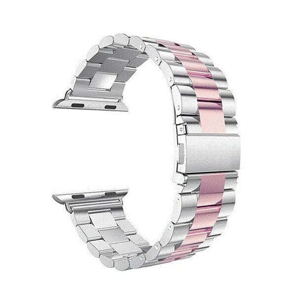 Apple Watch Series 7 /SE /6 /5 /4 /3 /2 /1 Replacement Wrist Band 38mm 40mm 41mm 42mm 44mm 45mm Stainless Steel Metal iWatch Wristband Loop Strap (Silver /Rose Gold)