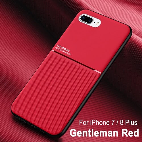 Apple iPhone 7 Plus/8 Plus Business Style Luxury Shockproof Case Heavy Duty Rugged Anti Knock Cover (Red)