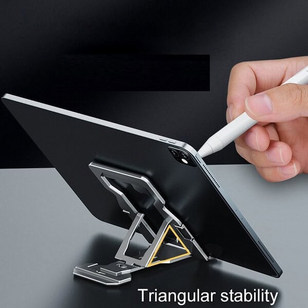 Universal Adjustable Aluminum Foldable Ultra Thin Portable Phone Holder for Desk Desktop Phone Stand Cell Phone Tablet Tab iPad Stand Holder (Grey)