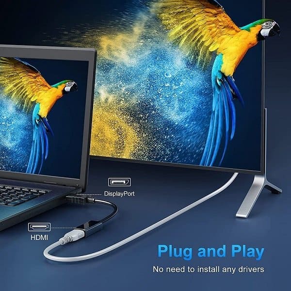 DisplayPort to HDMI Adapter - Compatible Cable Adapter Male to Female Laptop DELL Display Port to HDMI Converter PC Port Up to 1080P With HDMI Input Cable Converter