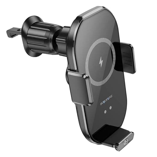Borofone BH205 Infrared Wireless 15W Fast Charging Charger Air Vent Car Mount Mobile Phone Holder (Black)