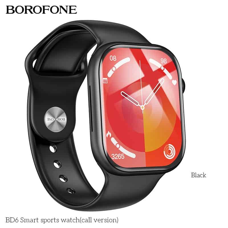 BOROFONE BD6 (Call Version) 2.1 inch Full Touch Screen Unisex Sports Fitness Bluetooth 5.0 Water Resistant Sports Smart Watch (Black)