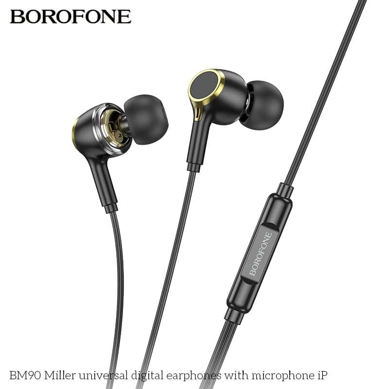 BOROFONE BM90 Lightning Wire Controlled Digital Earphones Headphone With Microphone Supports Calls Audio Plug Wired Headset For iPhone /iPad