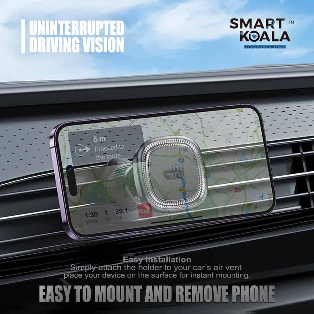 Smart Koala 360 Degree Rotating Air Vent Strong Magnetic Air Vent Car Mount Mobile Phone Holder for 4.5-7 inch iPhone Samsung Google Nokia Oppo Motorola