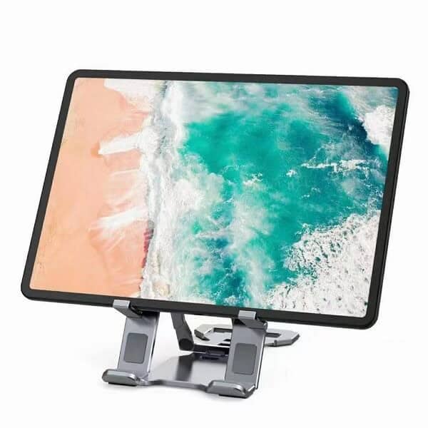 Universal Adjustable Aluminum Foldable Ultra Thin Portable Phone Holder for Desk Desktop Phone Stand Cell Phone Tablet Tab iPad Stand Holder (Grey)