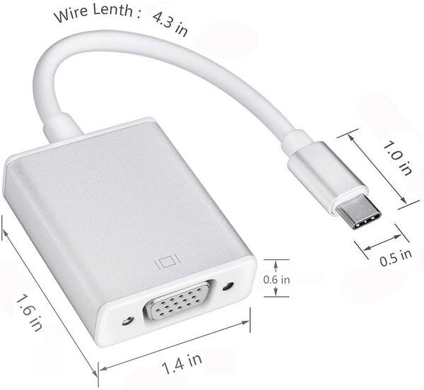 USB 3.1 Type C Thunderbolt 3 to VGA Adapter Converter Compatible with MacBook Pro, MacBook Air 2018, Dell XPS 13/15, Surface Book 2 (Silver)