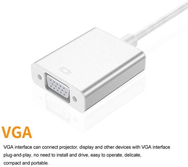 USB 3.1 Type C Thunderbolt 3 to VGA Adapter Converter Compatible with MacBook Pro, MacBook Air 2018, Dell XPS 13/15, Surface Book 2 (Silver)