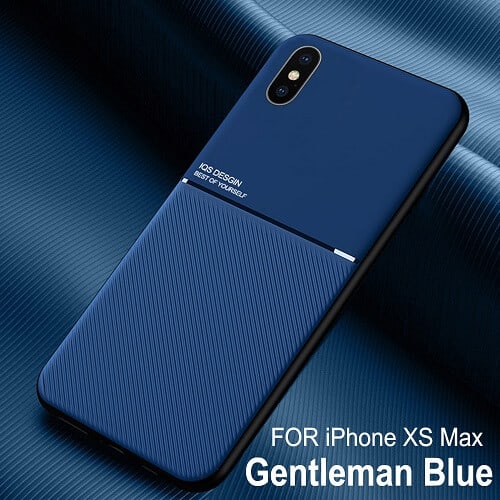 Apple iPhone XS Max Business Style Luxury Shockproof Case Heavy Duty Rugged Anti Knock Cover (Blue)
