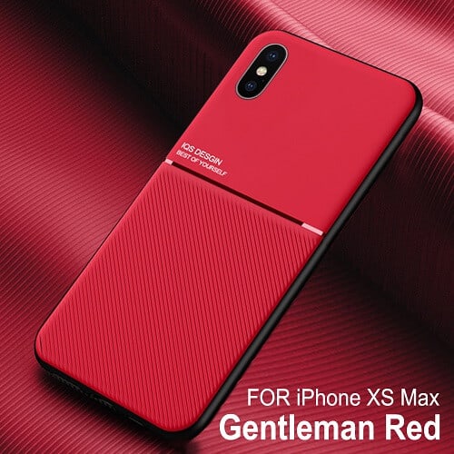 Apple iPhone XS Max Business Style Luxury Shockproof Case Heavy Duty Rugged Anti Knock Cover (Red)