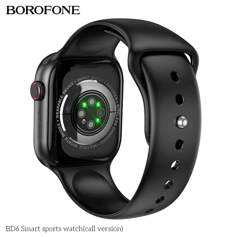 BOROFONE BD6 (Call Version) 2.1 inch Full Touch Screen Unisex Sports Fitness Bluetooth 5.0 Water Resistant Sports Smart Watch (Black)