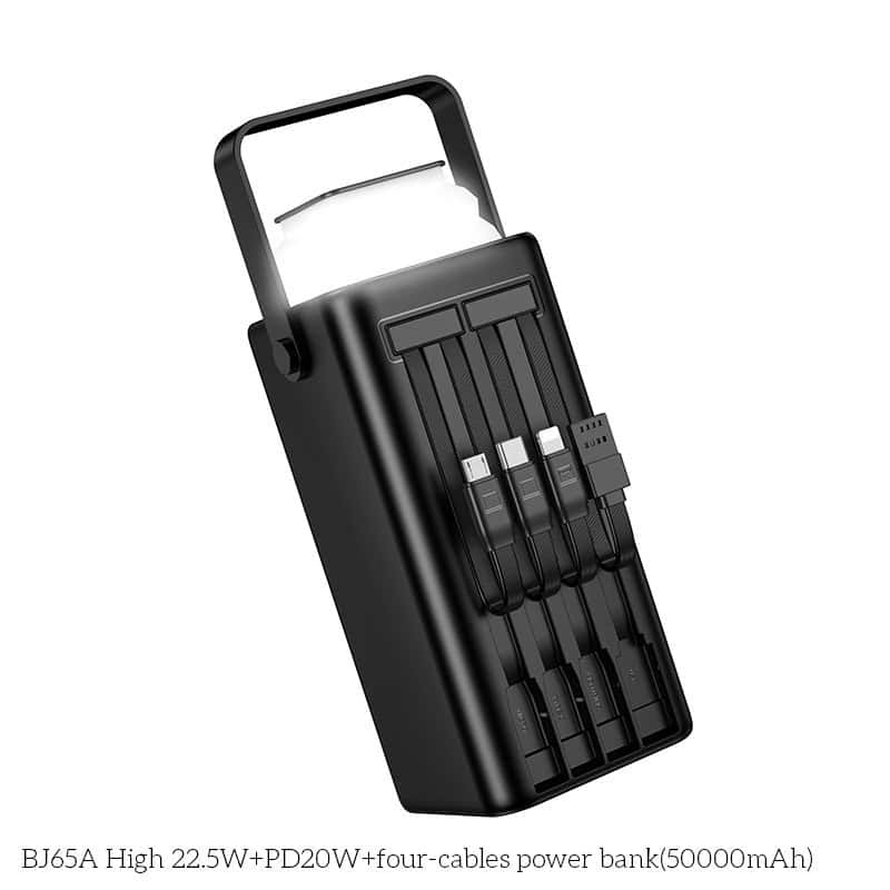 Borofone BJ65A 50000mAh High Capacity 22.5W+PD20W 4 Cables Portable Power Bank (Black)