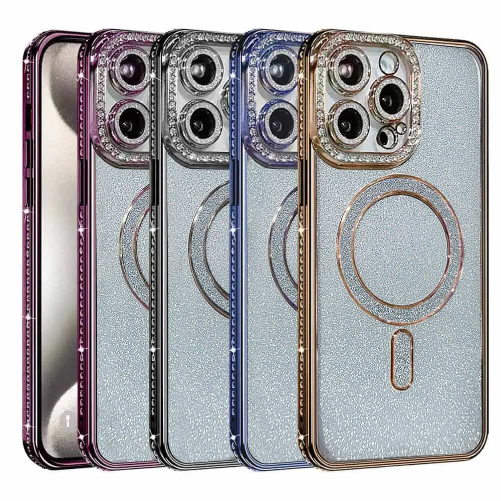 For Apple iPhone 16/16 Pro/iPhone 16 Pro Max/iPhone 16 Plus Glitter Bling Diamond MagSafe Magnetic Case Cover