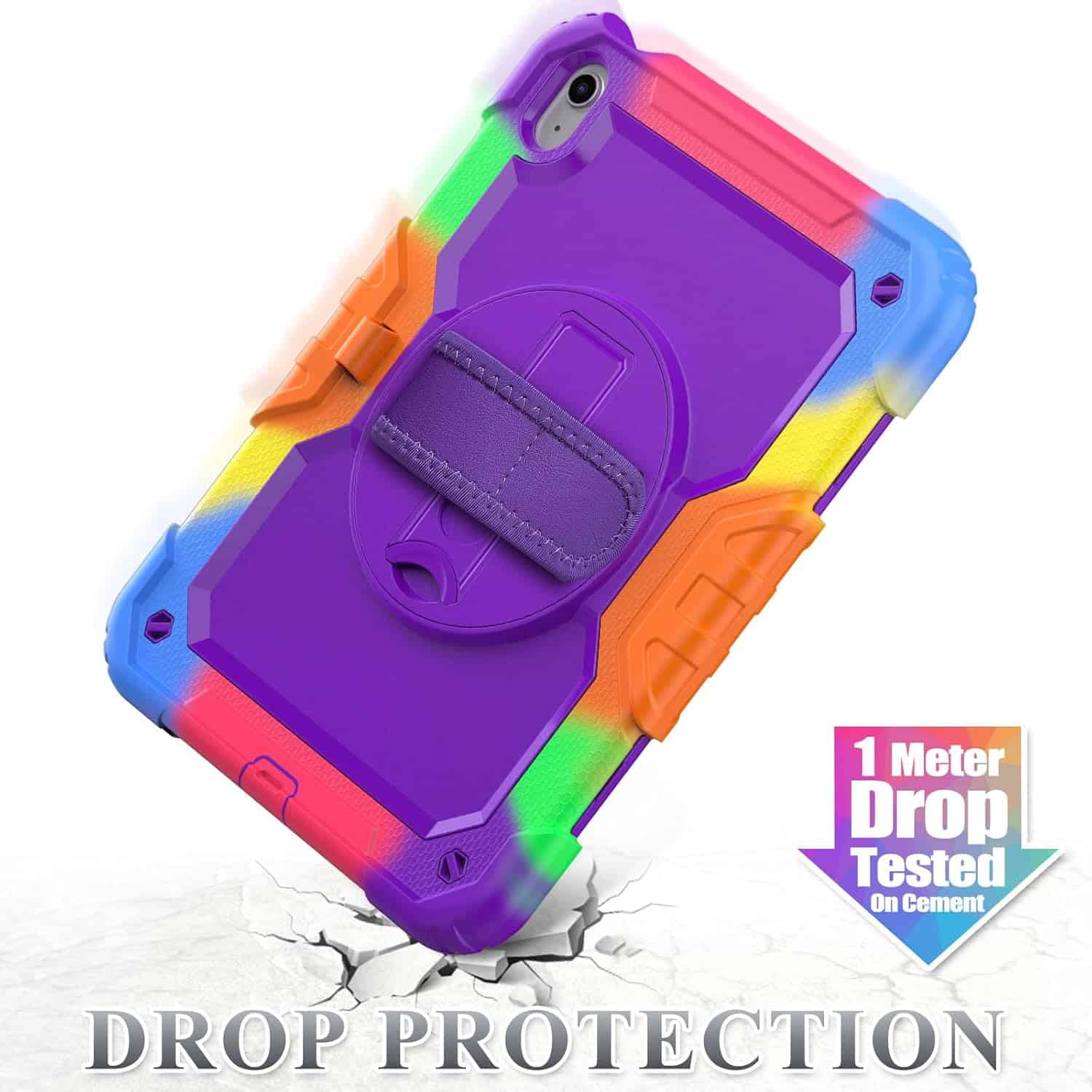 For Apple iPad With Belt Military Grade Rotating Case TPU Shockproof Multi-Layer Protective Kickstand Cover