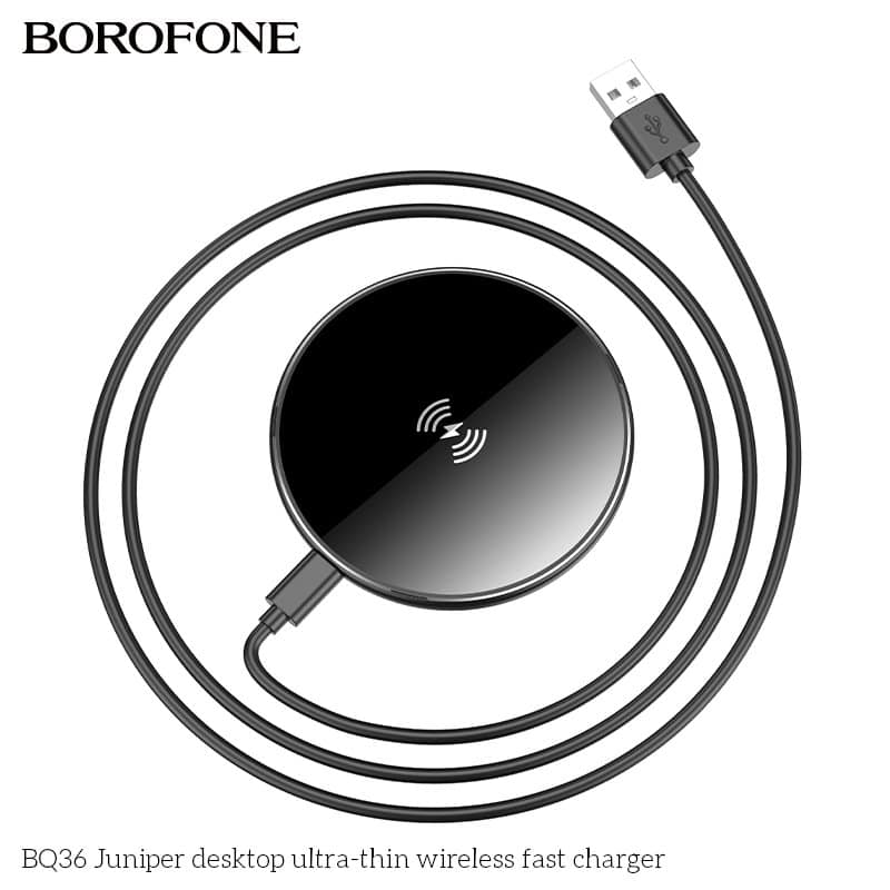 Borofone BQ36 15W Ultra Thin Fast Charger Desktop Wireless Charging Pad (Black)