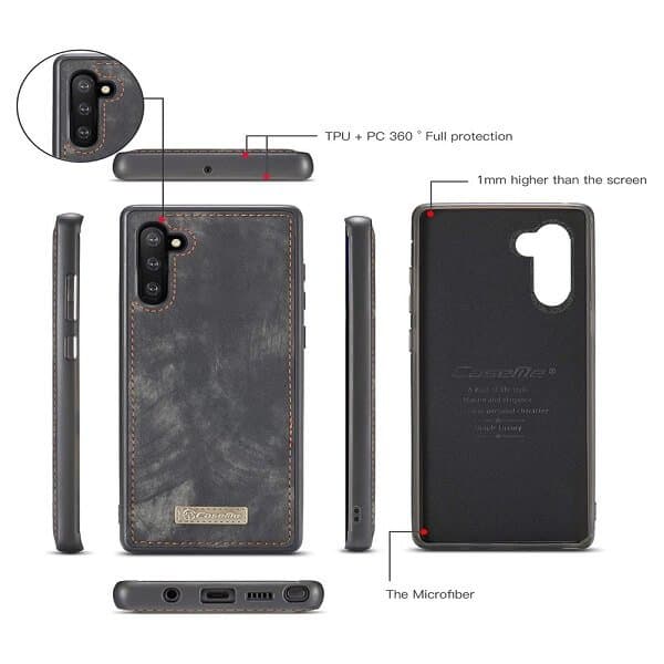 CaseMe For Samsung Galaxy Note Series Zipper & Detachable Retro Leather Pouch Wallet Flip Purse Bag Detachable Phone Case Cover