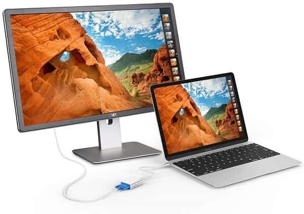 USB 3.1 Type C Thunderbolt 3 to VGA Adapter Converter Compatible with MacBook Pro, MacBook Air 2018, Dell XPS 13/15, Surface Book 2 (Silver)