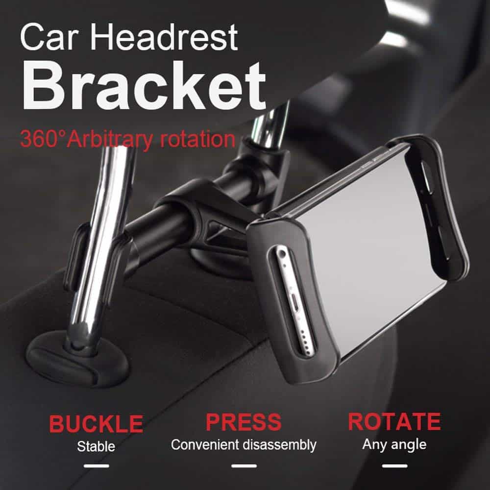 Universal 360 Degree Rotate Car Seat Back Headrest Mount Holder Mobile iPad Tablet GPS iPhone Tab (Black)