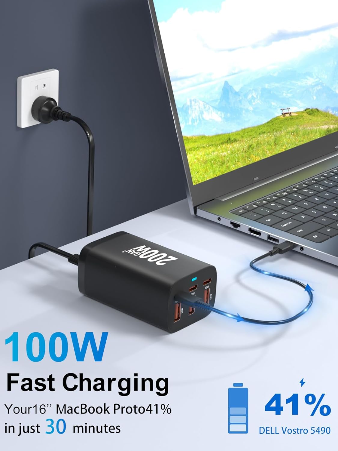 200W GaN³ Super Fast Charging Power Station | 4-Port USB-C + USB-A Charger with AU Plug | PD + QC3.0 for Laptop, iPhone, Samsung & More