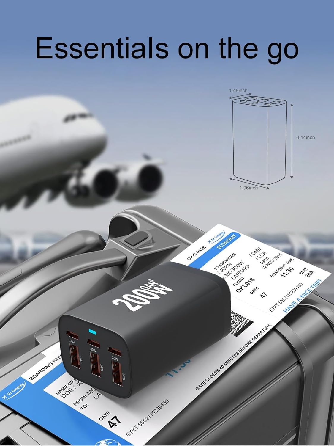 200W GaN³ Super Fast Charging Power Station | 4-Port USB-C + USB-A Charger with AU Plug | PD + QC3.0 for Laptop, iPhone, Samsung & More