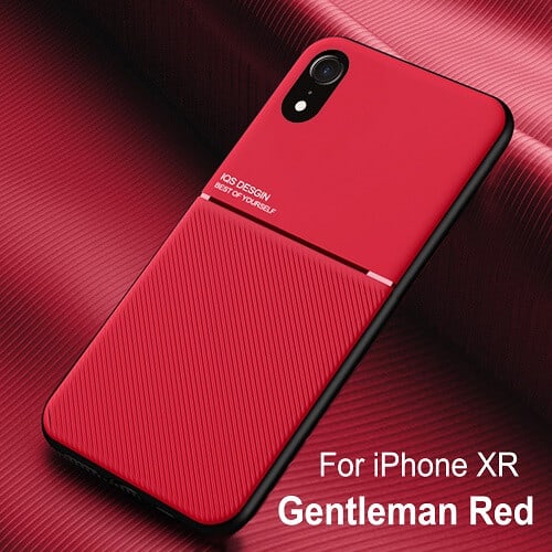 Apple iPhone XR Business Style Luxury Shockproof Case Heavy Duty Rugged Anti Knock Cover (Red)