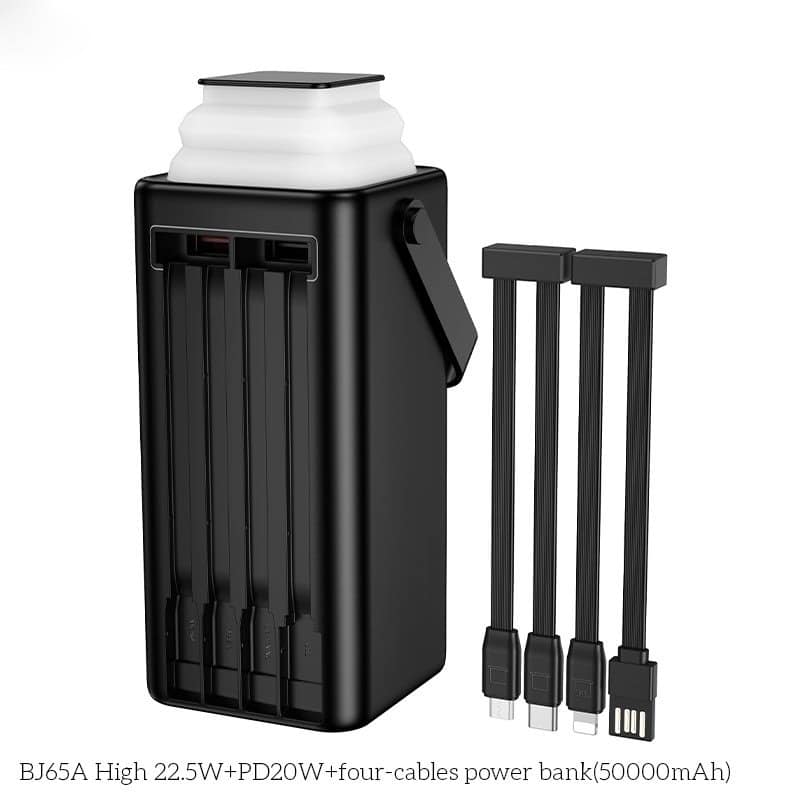 Borofone BJ65A 50000mAh High Capacity 22.5W+PD20W 4 Cables Portable Power Bank (Black)