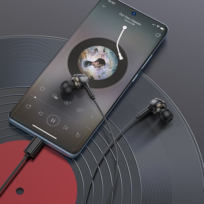 BOROFONE BM90 USB Type C Wire Controlled Digital Earphones Headphone With Microphone Supports Calls Audio Plug Wired Headset For Samsung iPhone/ iPad