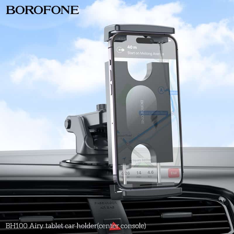 Borofone BH100 Airy Universal Tablet /Mobile Phone Car Mount Holder For 4.7 to 12.9 inch For iPhone / iPad / Galaxy Tab / Lenovo Tab (Black)
