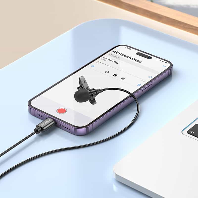 Borofone Lavalier microphone BFK11 Elegant With Lightning Connector For Apple iPhone /iPad (Black)