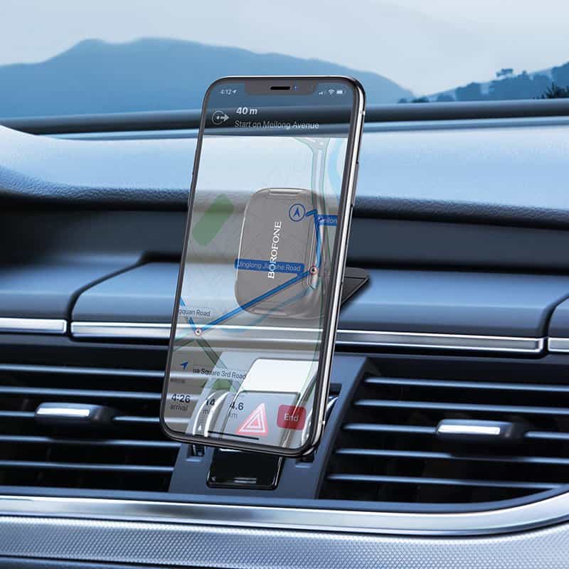 Borofone BH36 Voyage Center Console Magnetic Car Mount Mobile Phone Holder (Black)