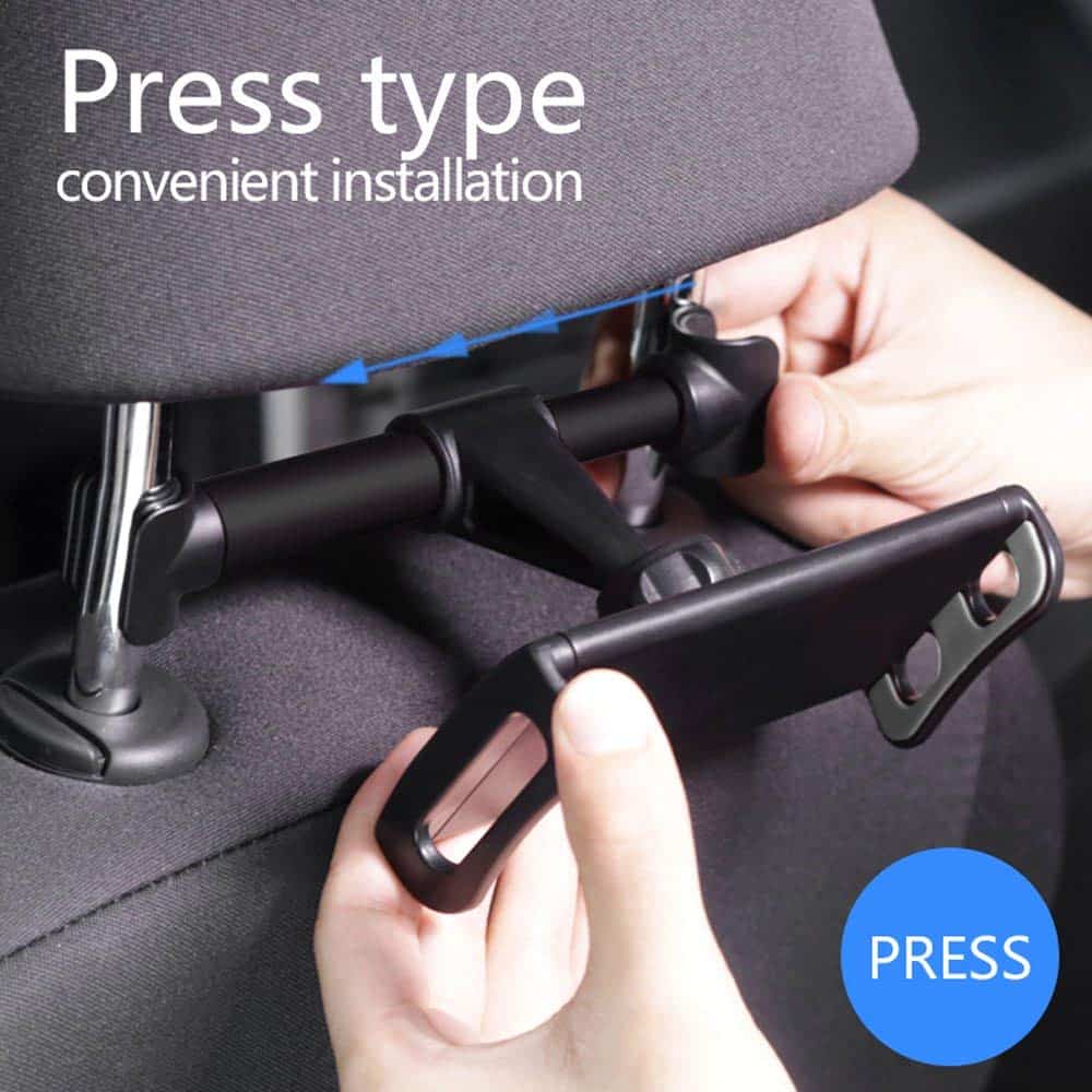 Universal 360 Degree Rotate Car Seat Back Headrest Mount Holder Mobile iPad Tablet GPS iPhone Tab (Black)
