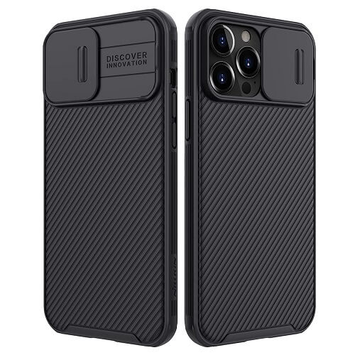 Apple iPhone 13 Pro Max Nillkin Case, CamShield Series Shockproof Heavy Duty Protective Case With Slide Camera Cover (Black)