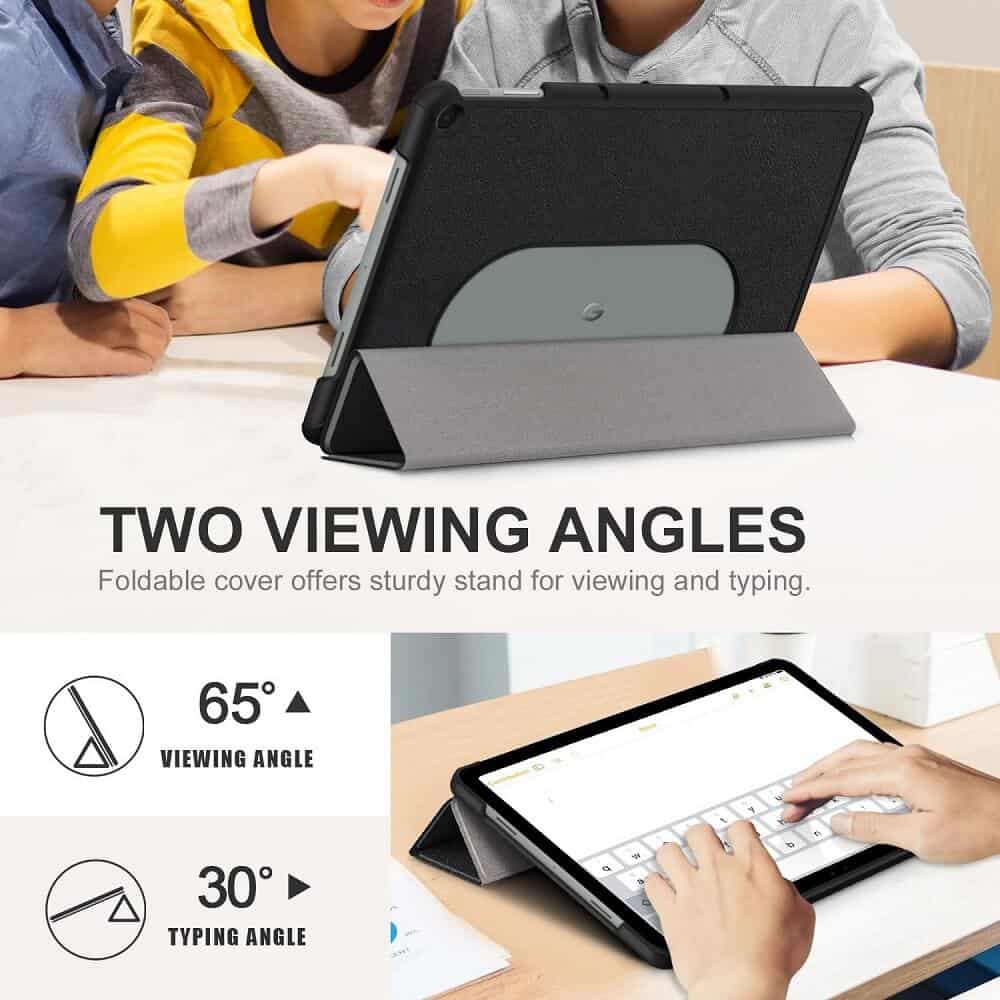 For Google Pixel Tablet 2023 Case 11 Inch, Slim Folio Leather Hard Shell Protective Stand Cover - (Black)