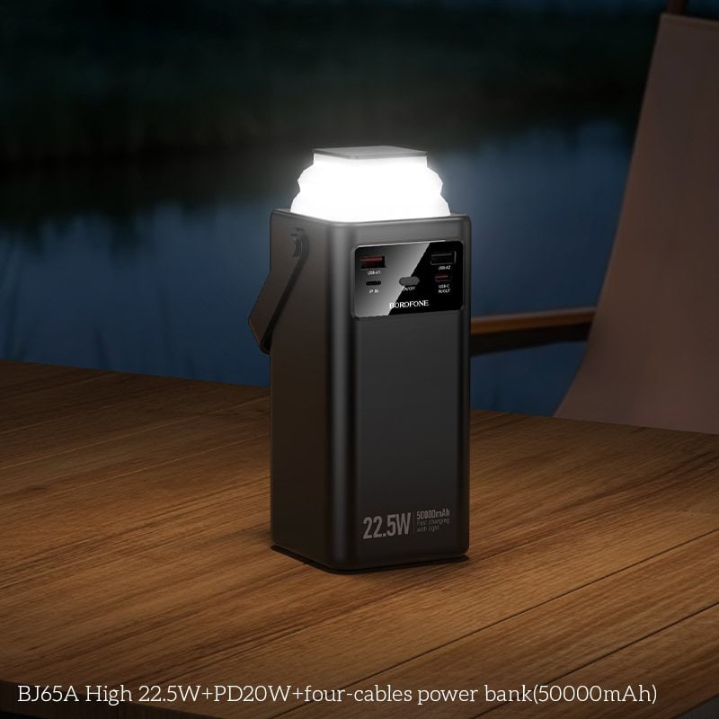 Borofone BJ65A 50000mAh High Capacity 22.5W+PD20W 4 Cables Portable Power Bank (Black)