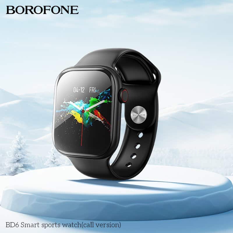 BOROFONE BD6 (Call Version) 2.1 inch Full Touch Screen Unisex Sports Fitness Bluetooth 5.0 Water Resistant Sports Smart Watch (Black)