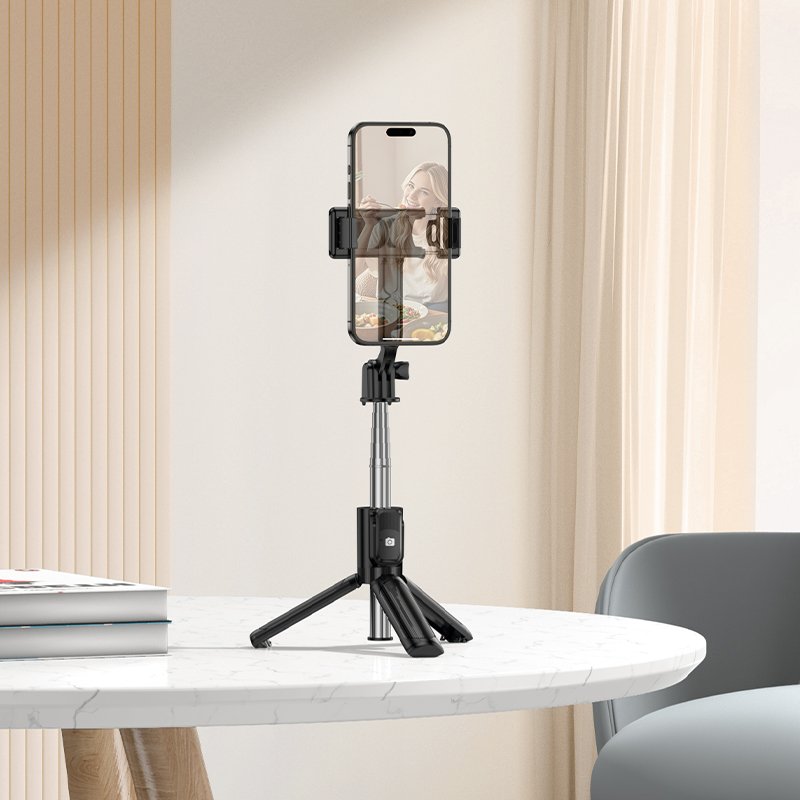 Borofone BY14 With Remote Control Selfie Stick Tripod Extendable Wireless Bluetooth Remote Portable Smartphone Tripod Stand Mount for IOS Android SmartPhone, Outdoor and Indoor Live Streaming, Photography, Selfies, etc