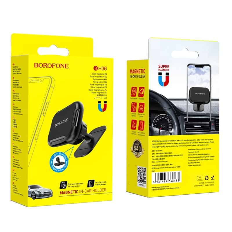 Borofone BH36 Voyage Center Console Magnetic Car Mount Mobile Phone Holder (Black)
