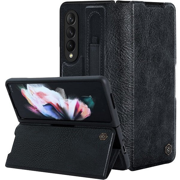Nillkin For Samsung Galaxy Z Series Phone Case with S Pen Holder, PU Leather Protective Case with Flip Cover and Kickstand