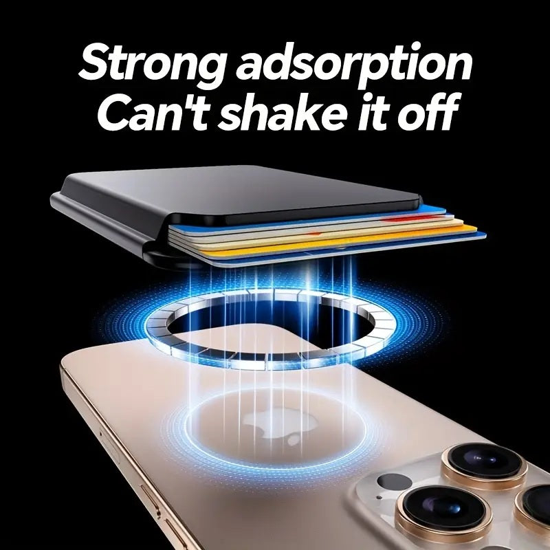 Hard Strong MagSafe Magnetic Mobile Phone Wallet RFID Blocking Credit Card Holder, Holds 4 Cards