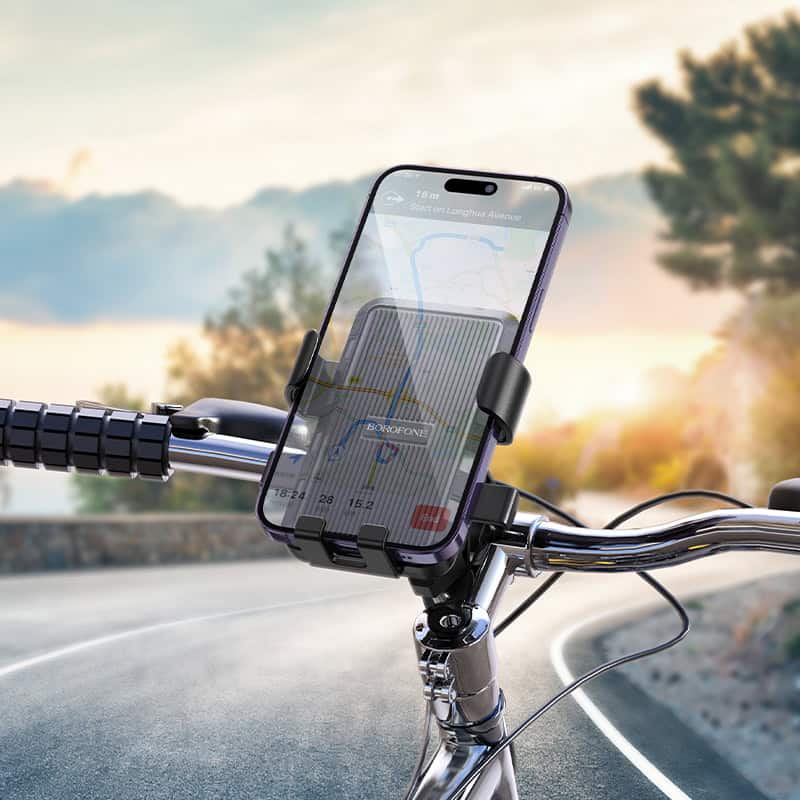 Borofone BH137 Knight Universal Motorcycle, Bicycle & Baby Strollers Mount Mobile Phone Holder (Black)