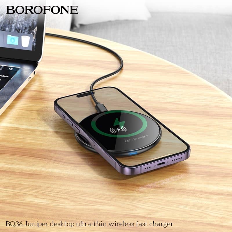 Borofone BQ36 15W Ultra Thin Fast Charger Desktop Wireless Charging Pad (Black)