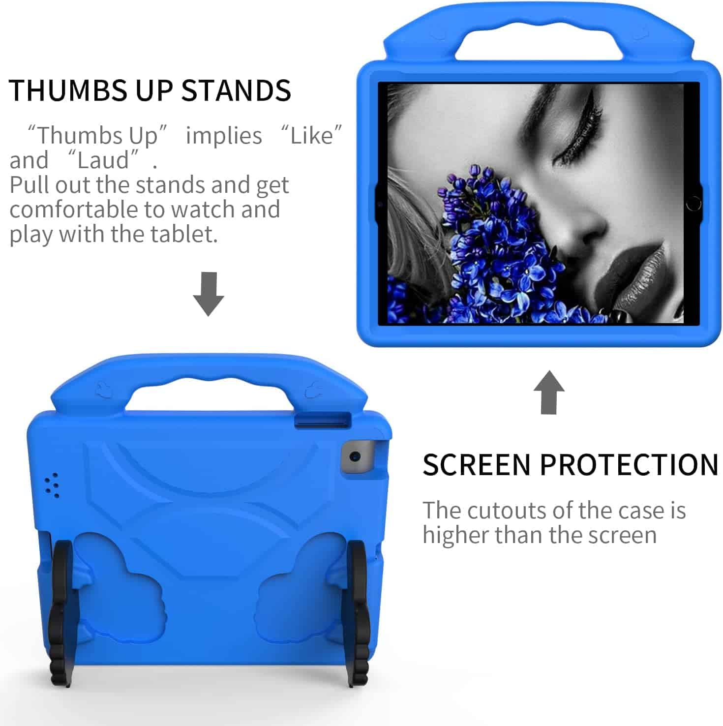 For Apple iPad Series Thumbs UP Kids Lightweight Convertible Handle Protective Shockproof Case