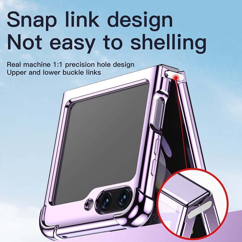 For Samsung Galaxy Z Flip 5 Case Electroplated Transparent Back Folding Shockproof Hard Gel Cover